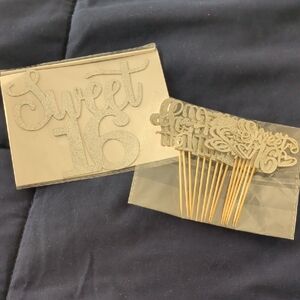 Gold Glitter "Sweet 16" Cake Toppers - Pack of Cupcake Picks and Topper